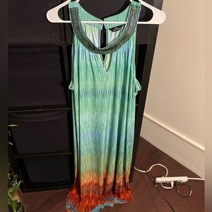 Ombre Teal Dress with Keyhole Openings & Back